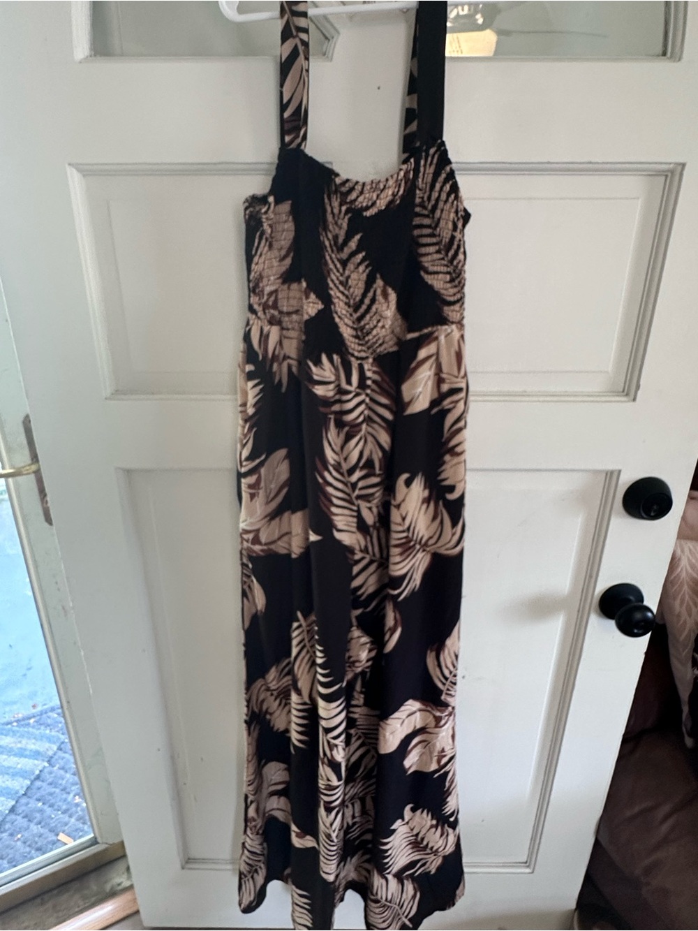 SHEIN Black & Beige Tropical Print Maxi Dress